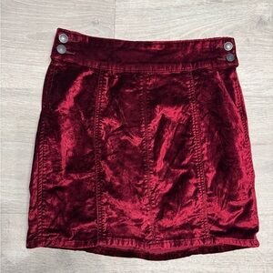 Free People Velvet Mini Skirt in Deep Red